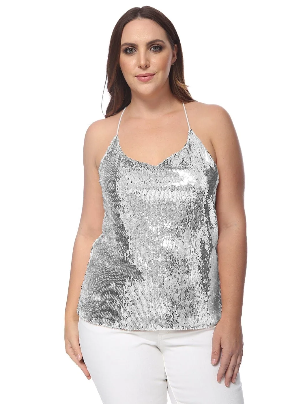 Plus Size Camisole Sequin Tank Top