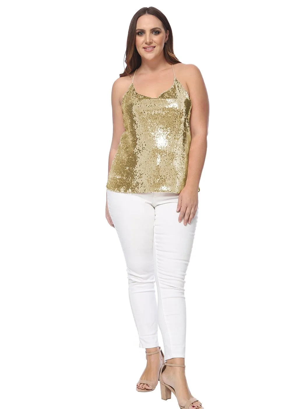 Plus Size Camisole Sequin Tank Top