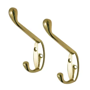 Polished Brass Double Hat & Coat Hooks