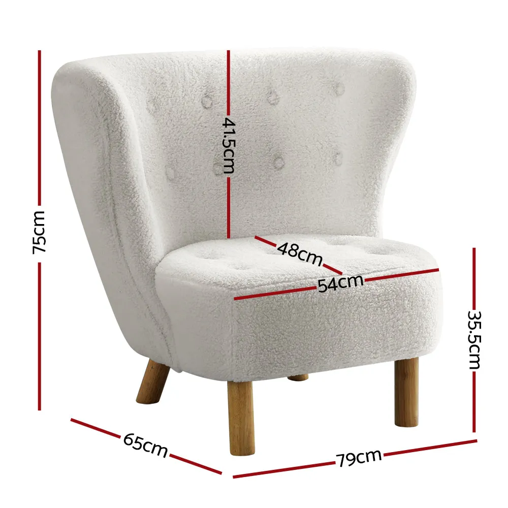 Premium White Sherpa Armchair with High-Back Support - Artiss