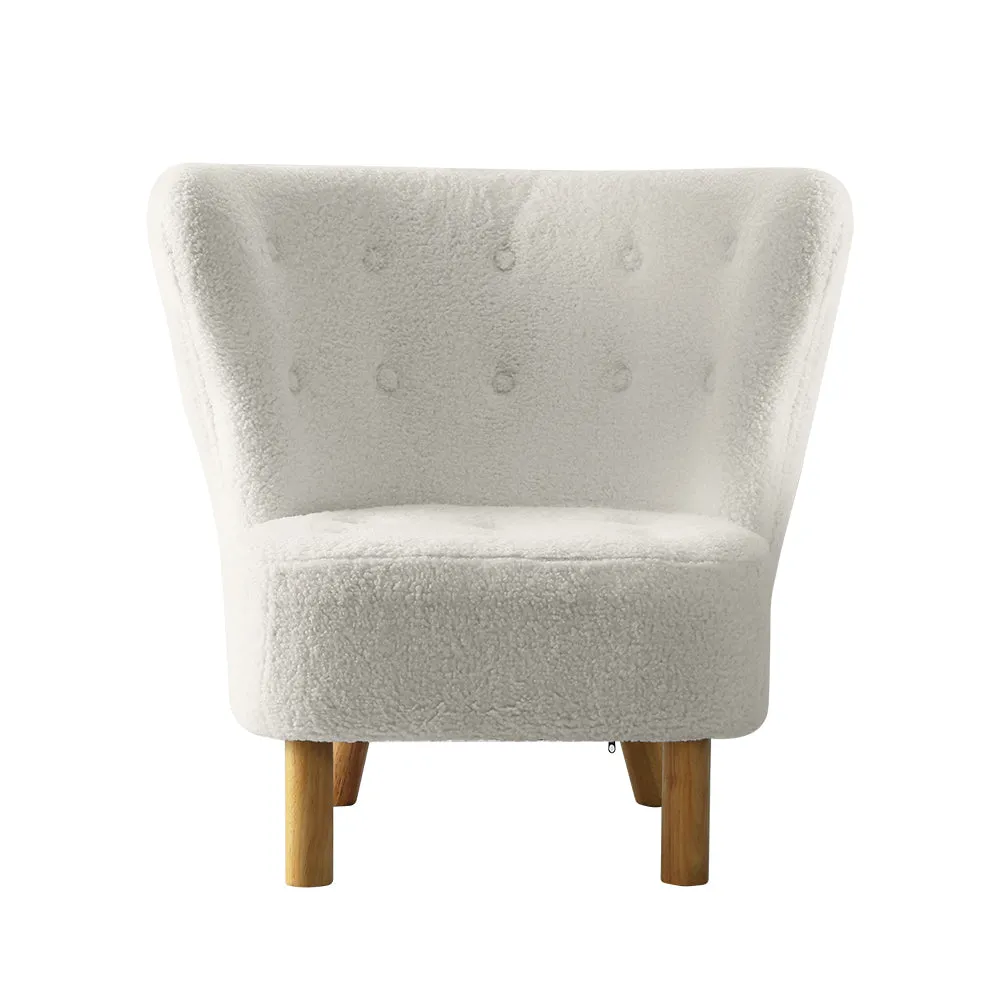 Premium White Sherpa Armchair with High-Back Support - Artiss