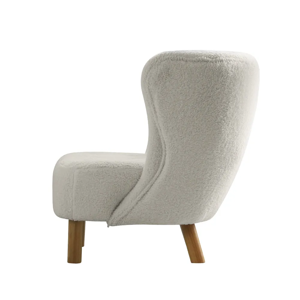 Premium White Sherpa Armchair with High-Back Support - Artiss