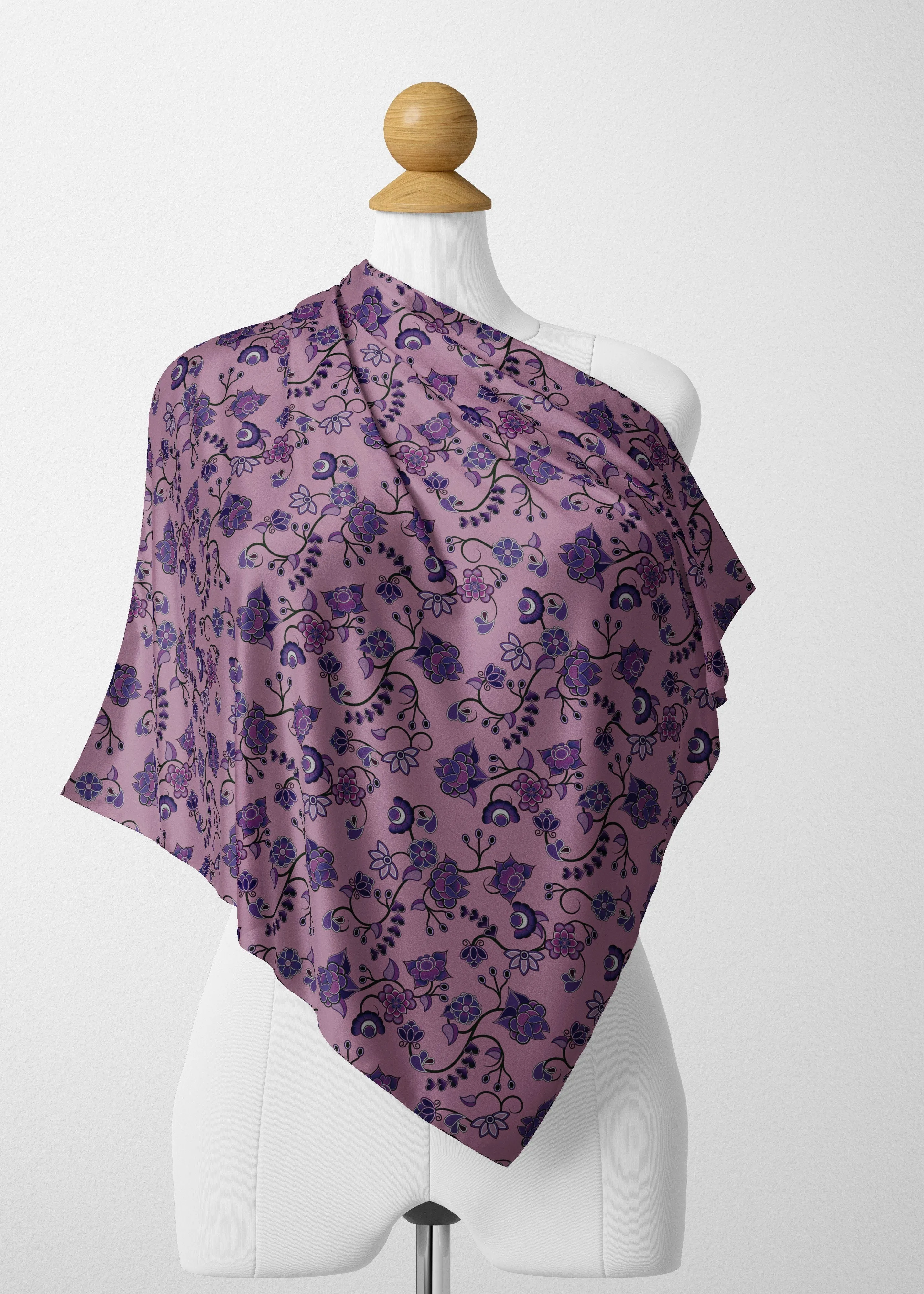 Purple Floral Amour Satin Shawl