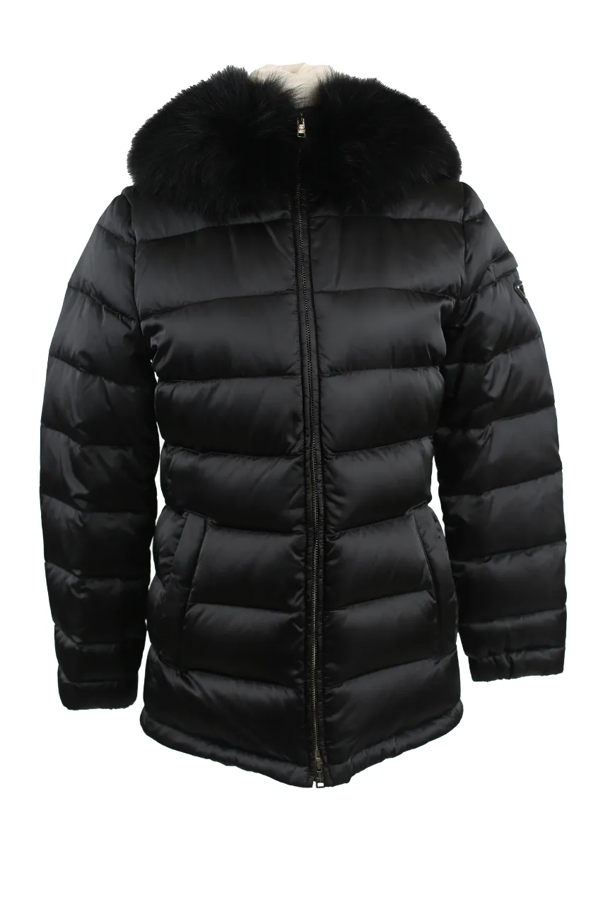 Quilted Down Puffer Coat W/ Fur Color