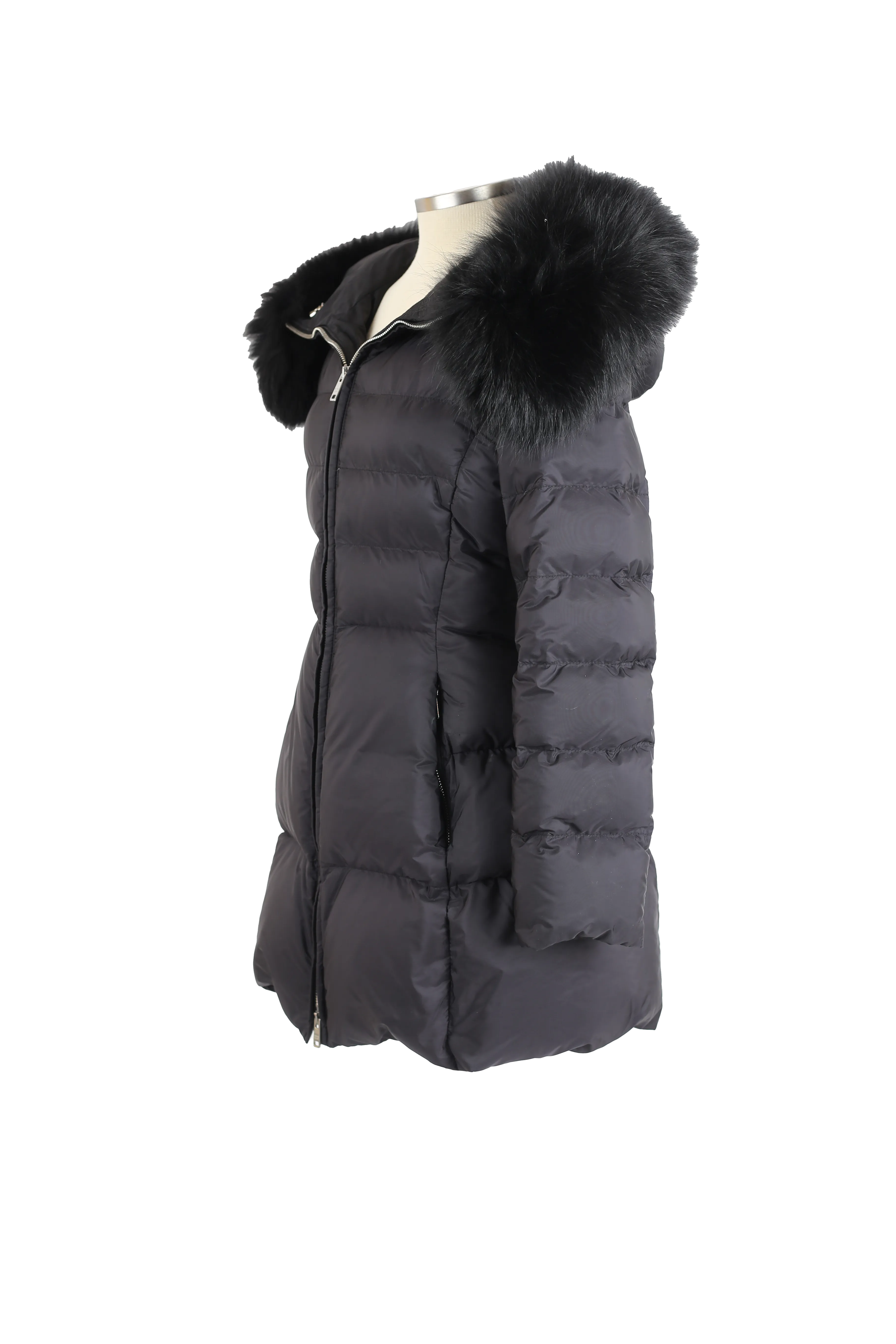 Quilted Down Puffer Coat W/ Fur