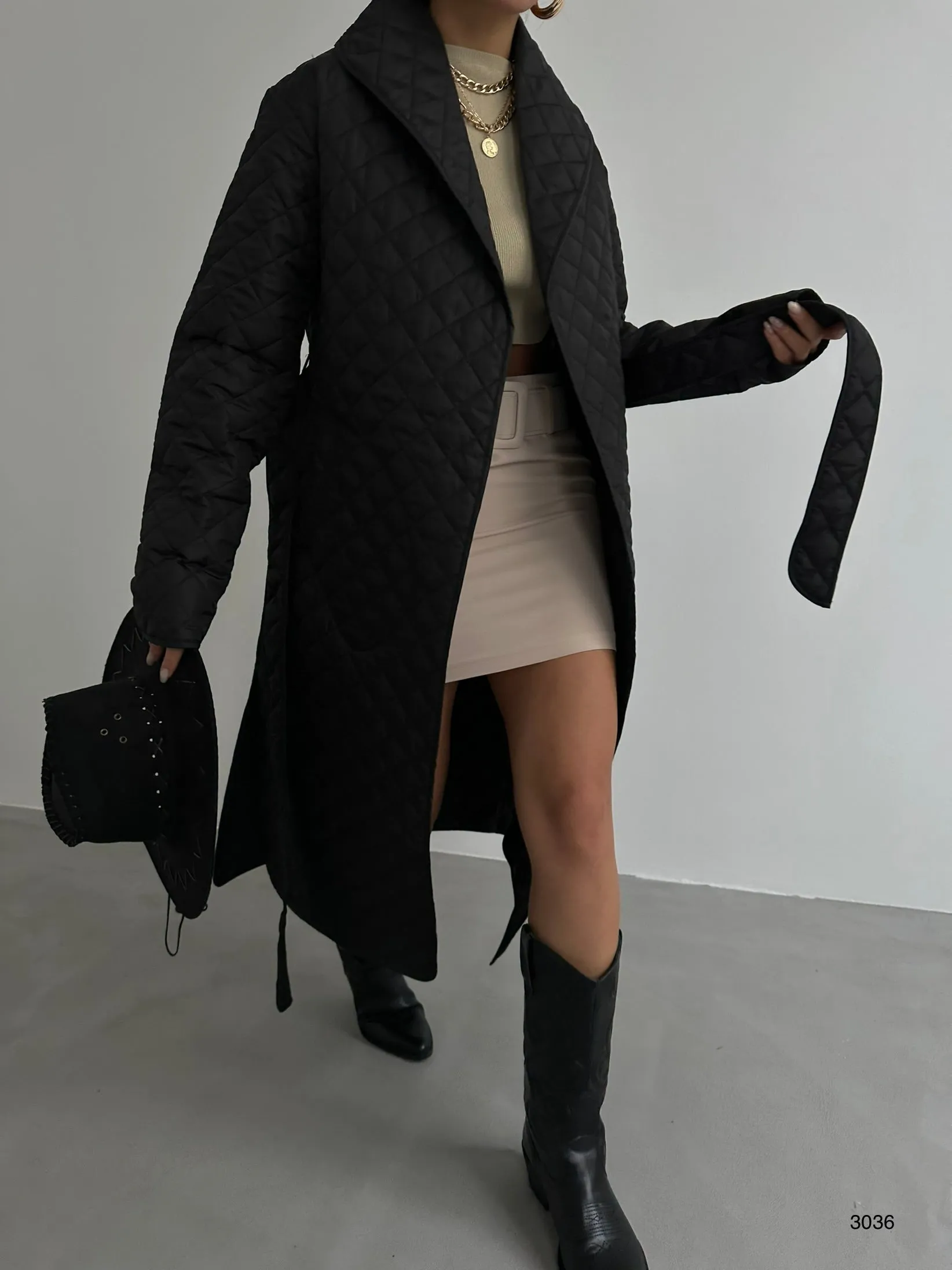 Quilted Pattern Trench Coat