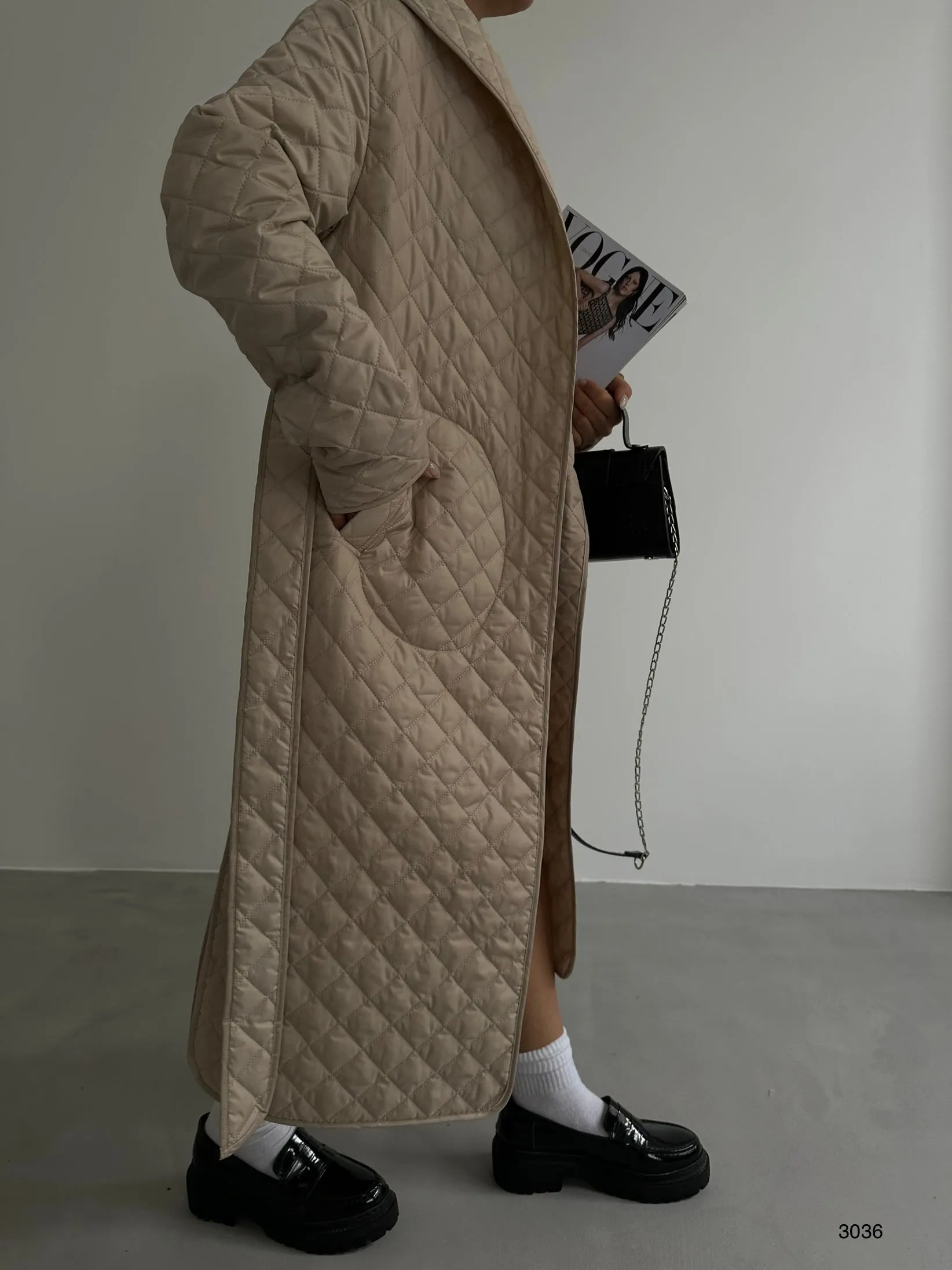 Quilted Pattern Trench Coat