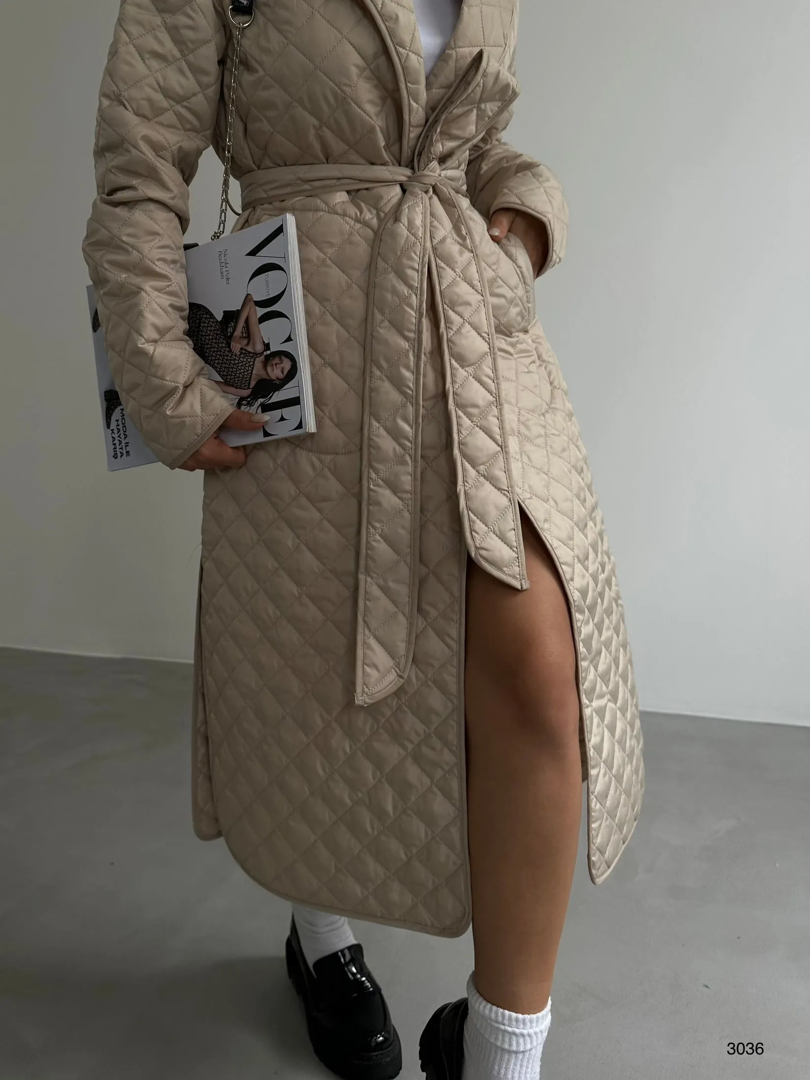 Quilted Pattern Trench Coat