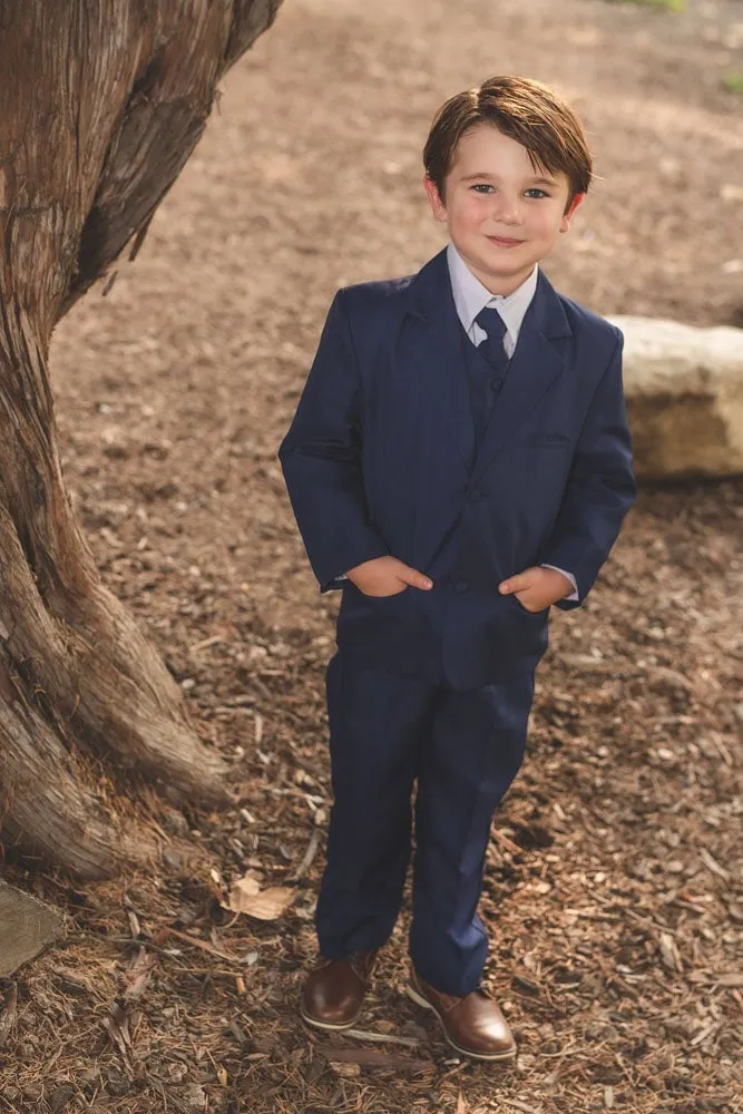 "Mason" Kids Indigo Suit (5-Piece Set)