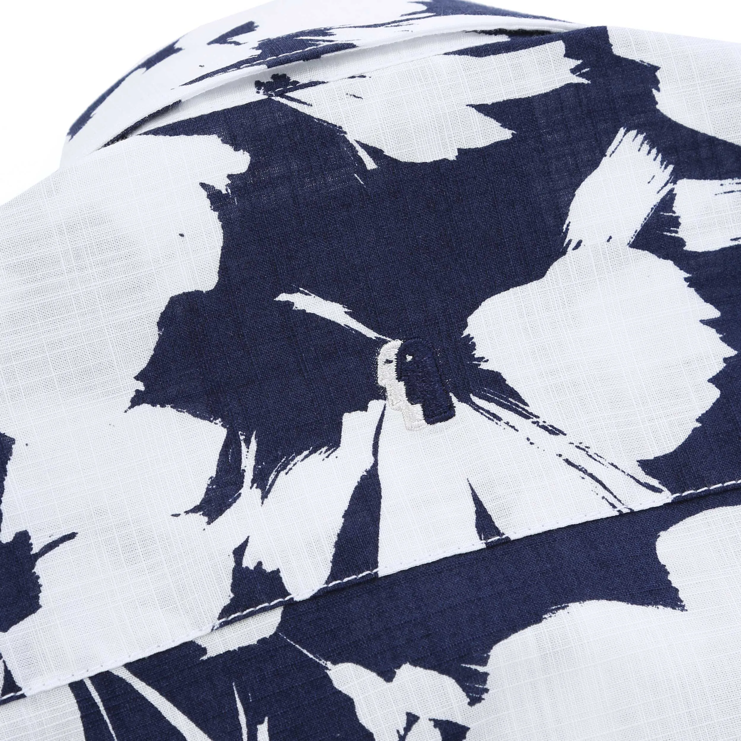 Remus Uomo Floral Linen SS Shirt in Navy