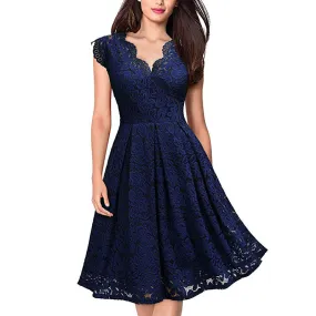 Retro Lace V-Neck Cocktail Dress - Culture Heaven Special