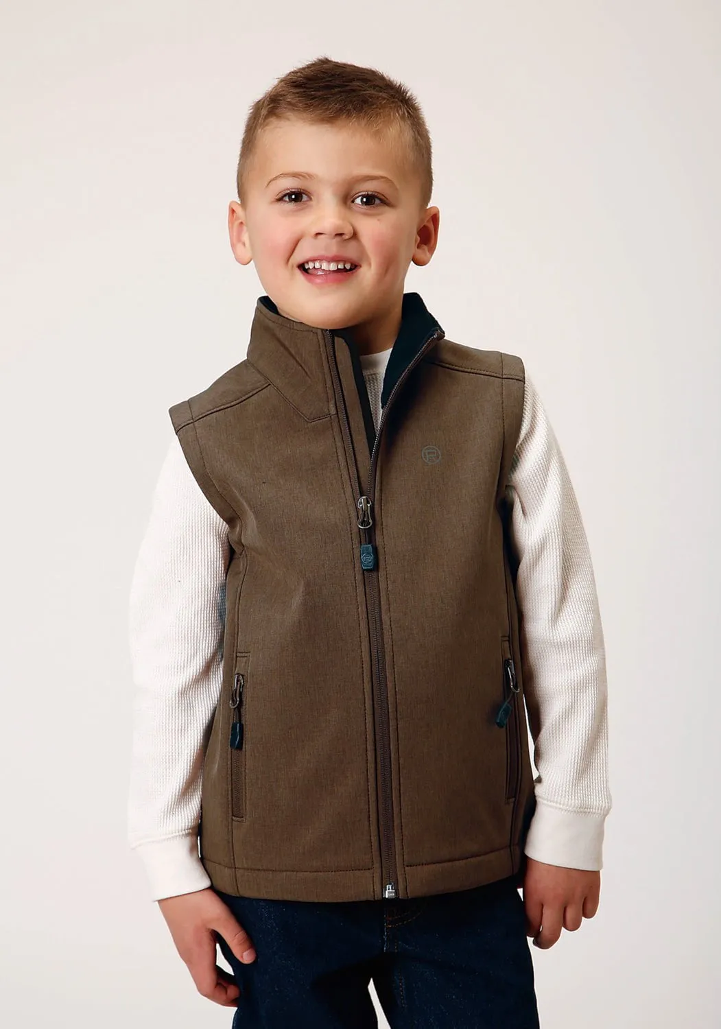 Roper Boys Technical Heather Mocha Polyester Softshell Vest