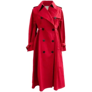 Sacai Red Cotton Trench Coat