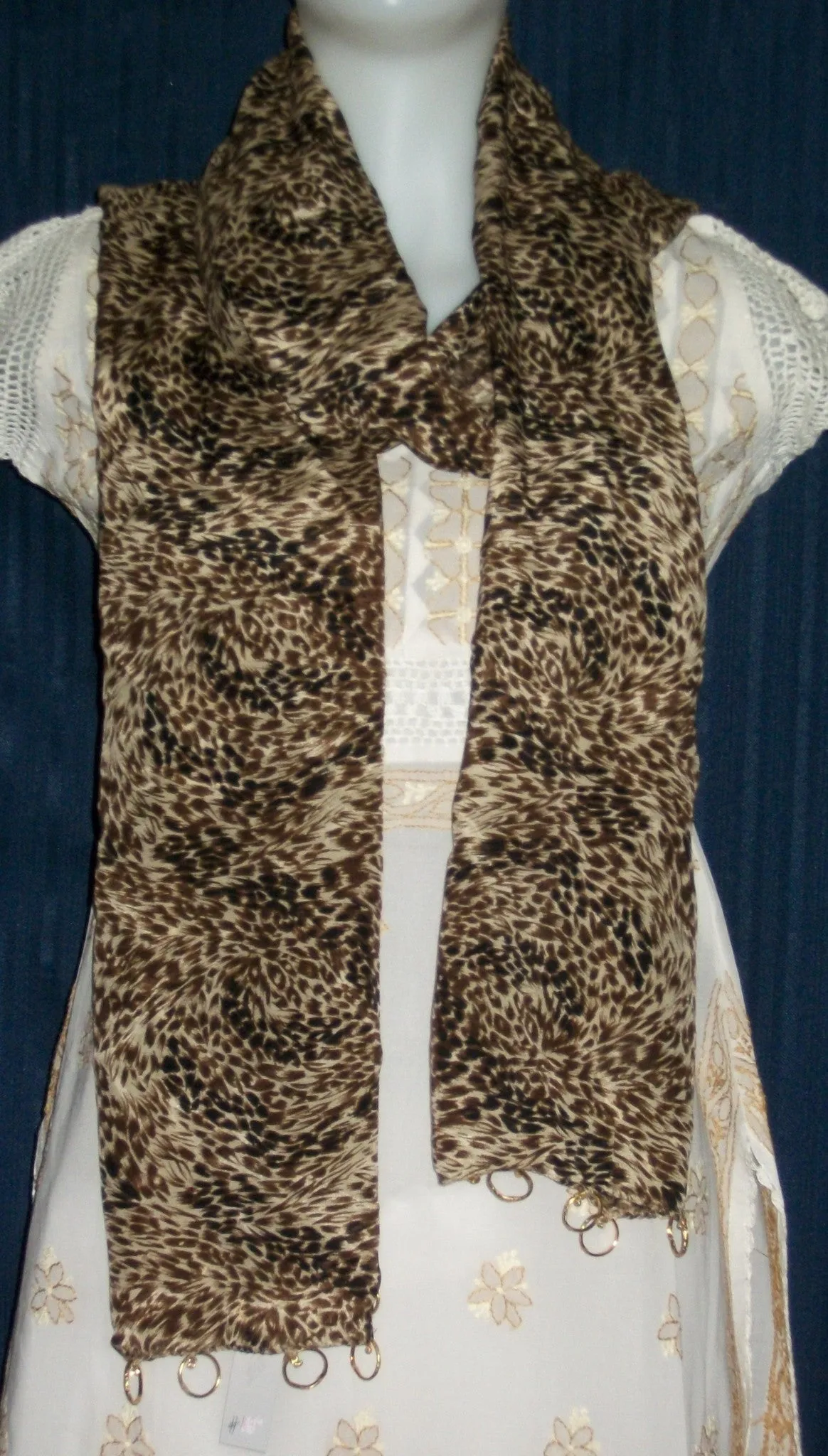 Scarf 1696 Silk Brown Tiger Dupatta Chunni Shawl Shieno