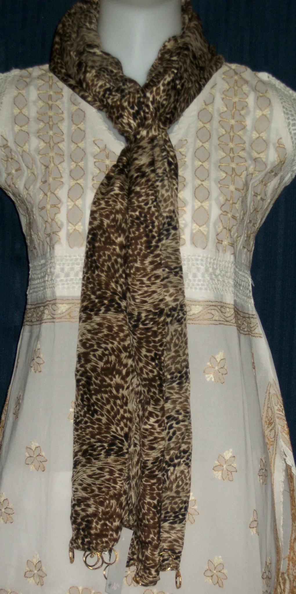 Scarf 1696 Silk Brown Tiger Dupatta Chunni Shawl Shieno