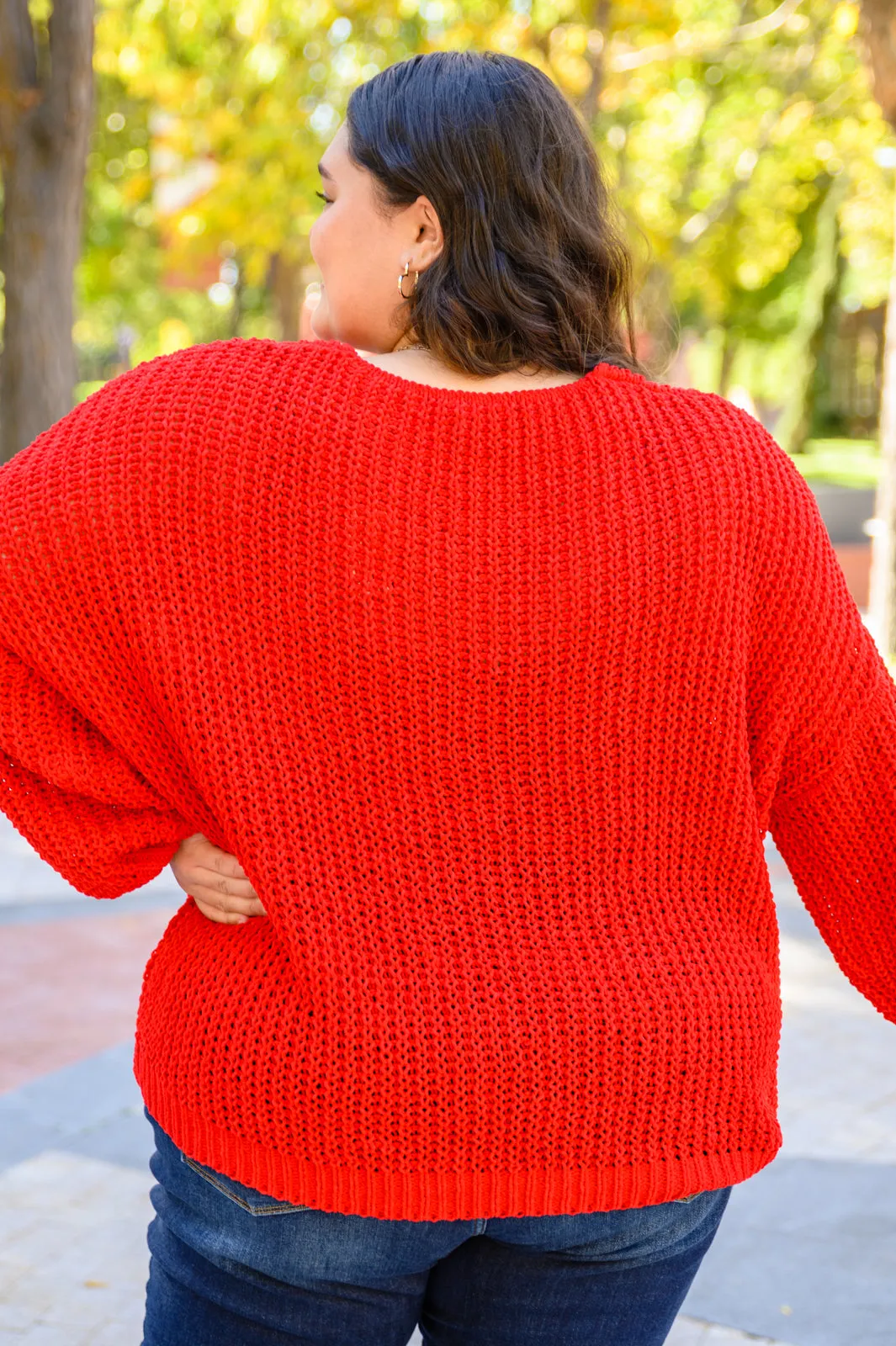 Seasonal Shift Long Sleeve Knit Sweater In Red