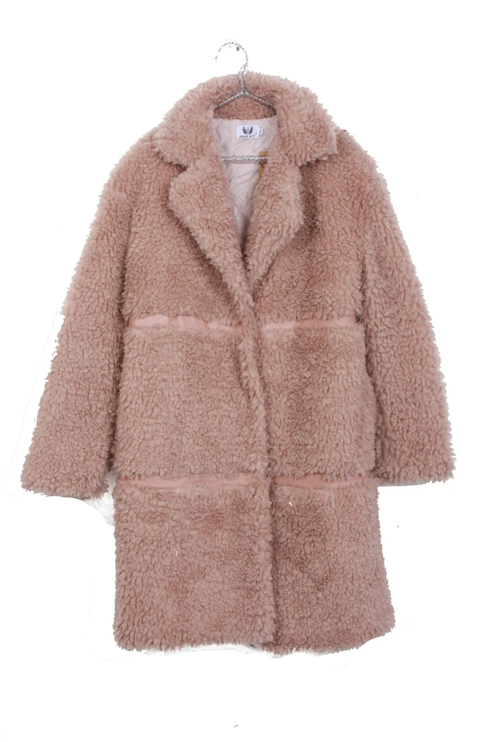 Shaggy Teddy Coat with PU Detail