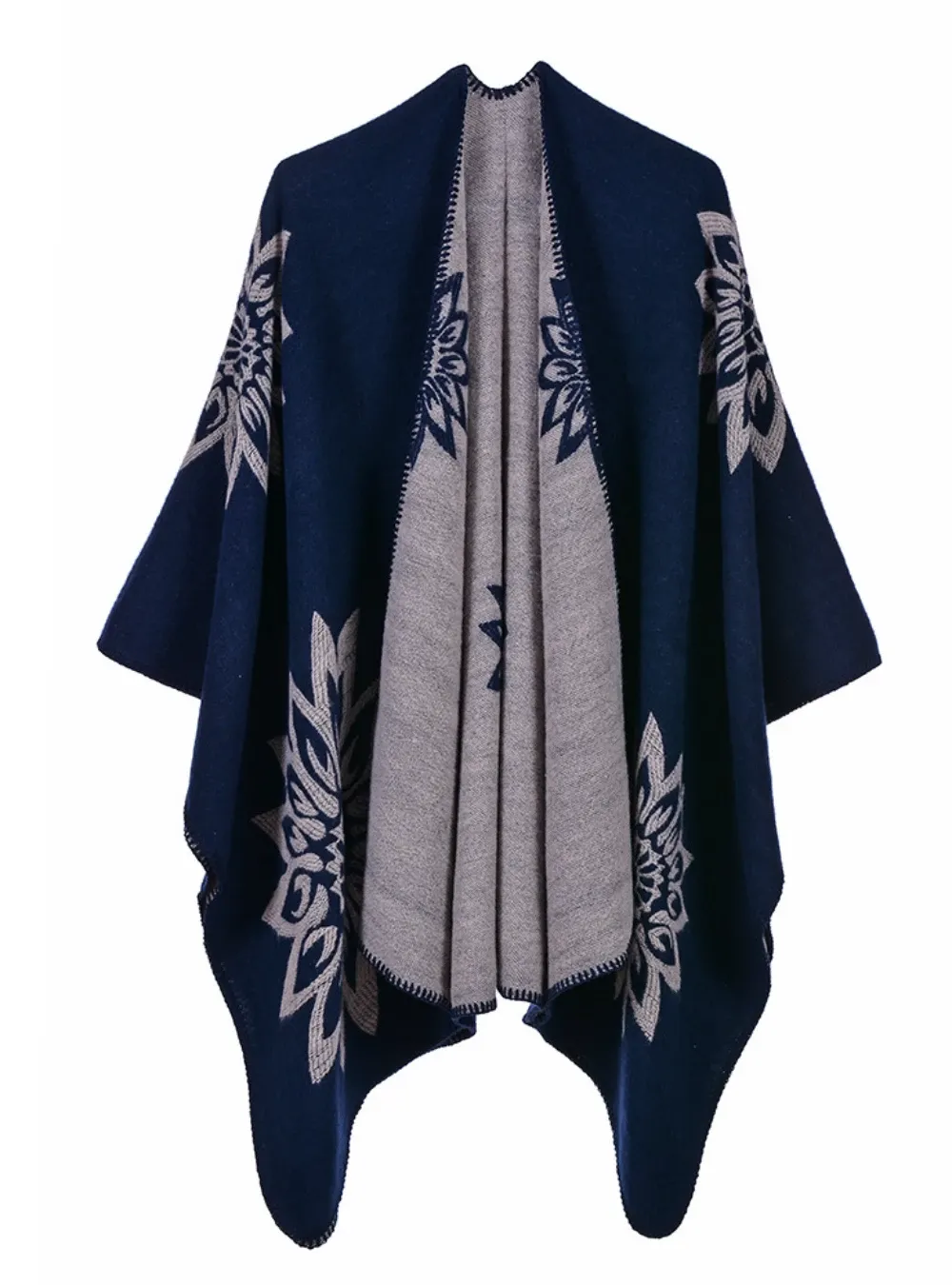 SHAWL DUAL-PURPOSE WARM DOUBLE CASHMERE FLOWER CAPE