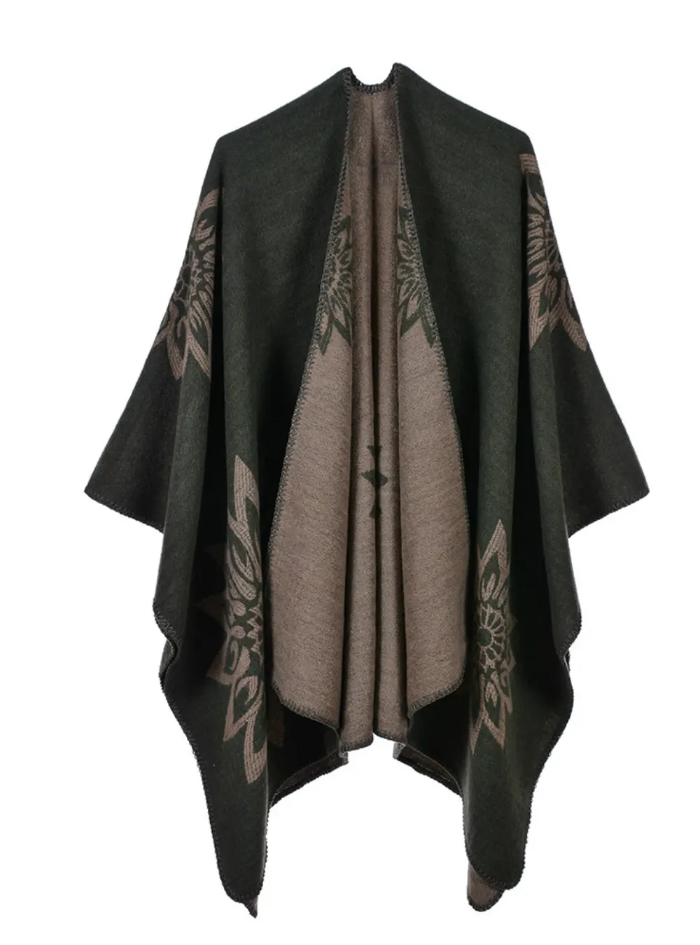 SHAWL DUAL-PURPOSE WARM DOUBLE CASHMERE FLOWER CAPE