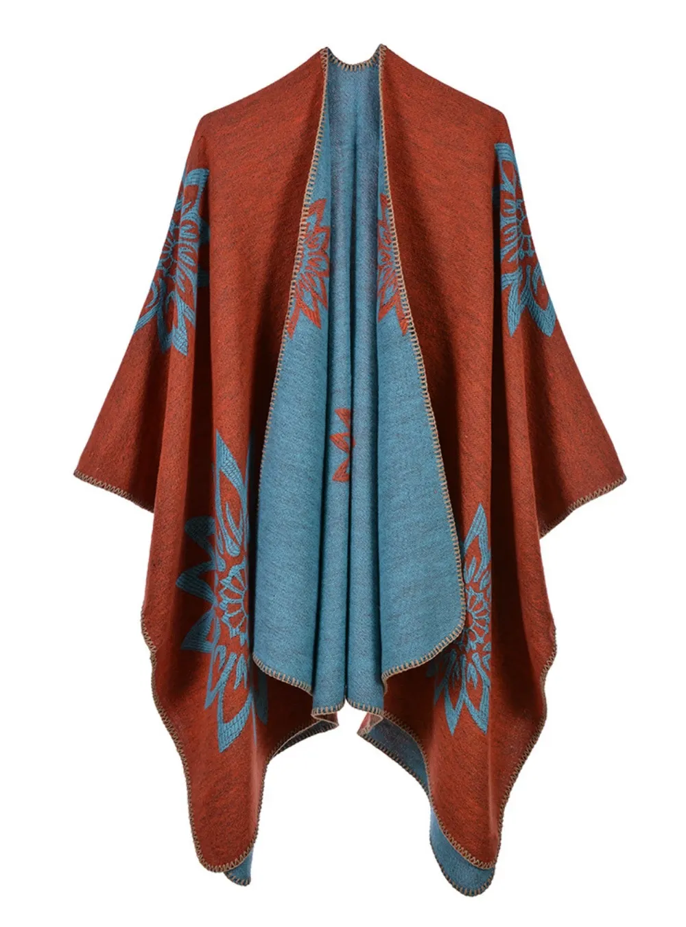 SHAWL DUAL-PURPOSE WARM DOUBLE CASHMERE FLOWER CAPE