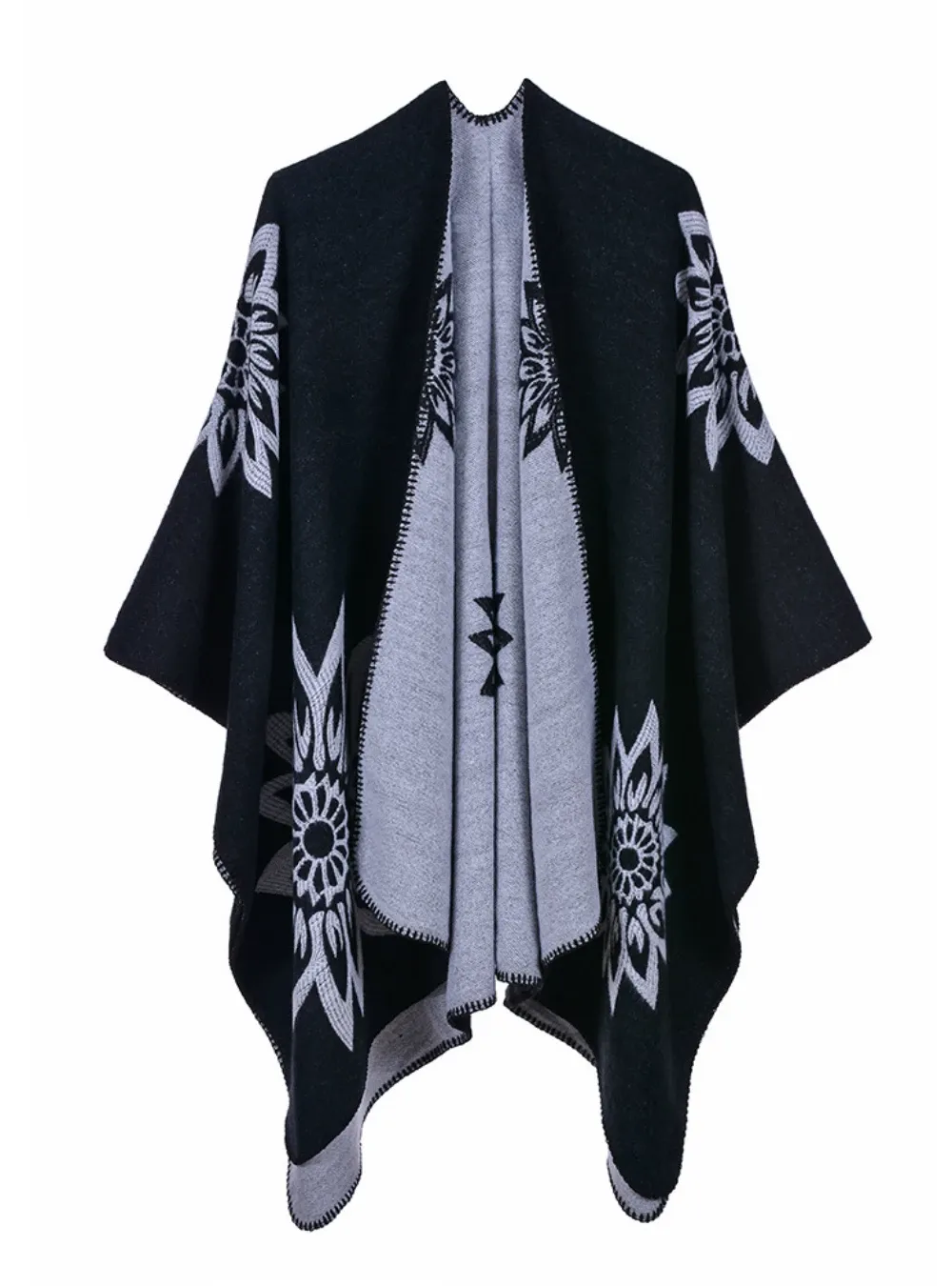 SHAWL DUAL-PURPOSE WARM DOUBLE CASHMERE FLOWER CAPE