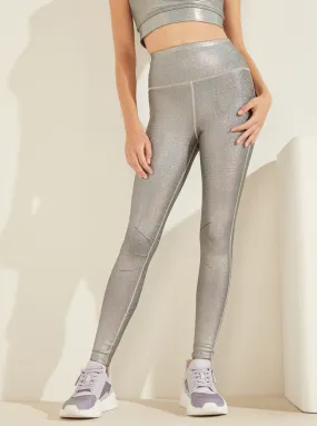 Silver Holographic Edith Active Leggings