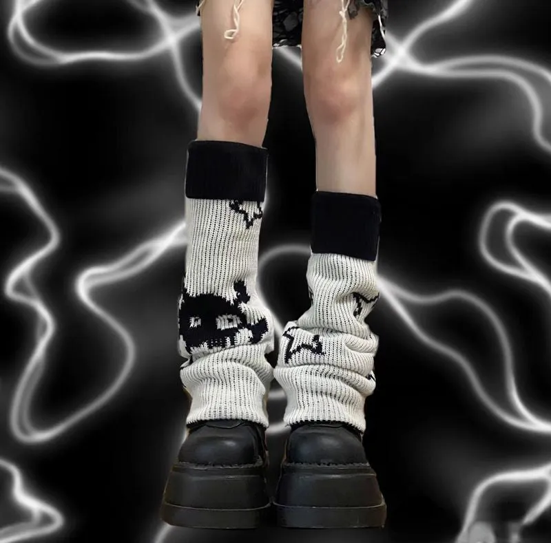 Skull & Star Goth Leg Warmers