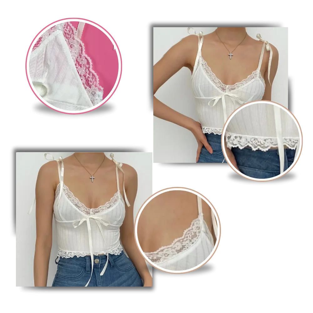 Soft Stylish Lace Trim Crop Top