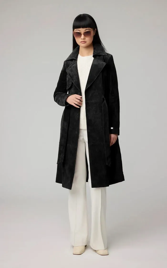 SOIA&KYO ALEXIS-N - Slim-Fit Suede Trench Coat