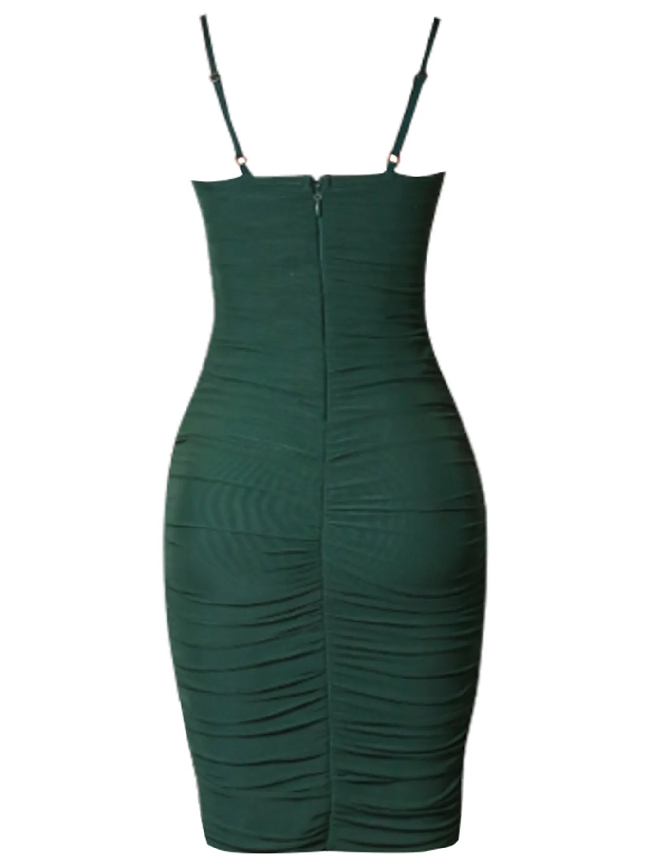 Spaghetti Strap Green Bandage Dress Summer Night Club V Neck Draped Evening Celebrity Party Dresses Outfits