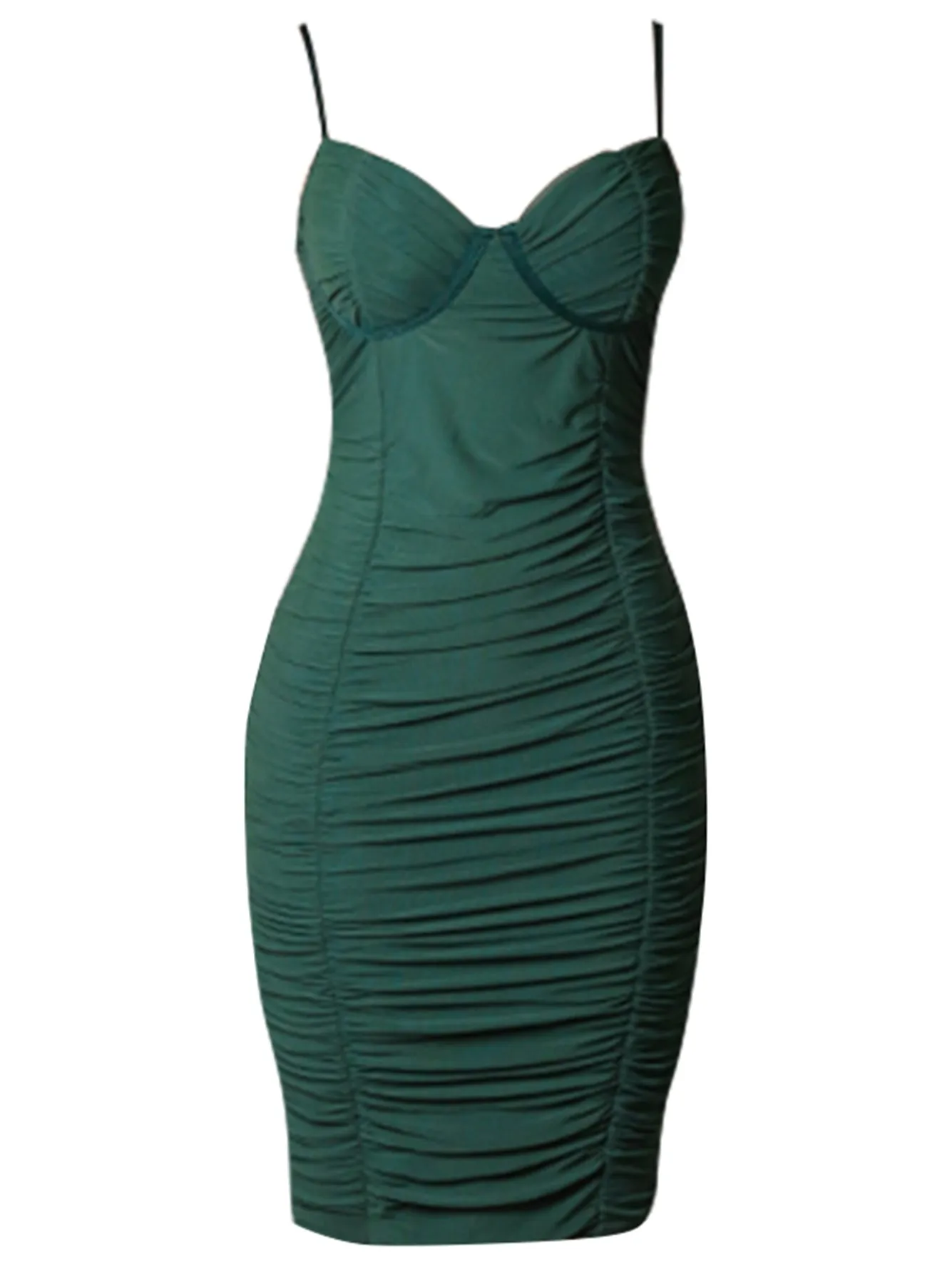 Spaghetti Strap Green Bandage Dress Summer Night Club V Neck Draped Evening Celebrity Party Dresses Outfits