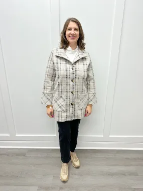 Speckle Knit Plaid Car Coat - Putty