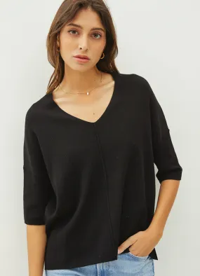 SS Drop Shoulder Sweater in Black by be cool