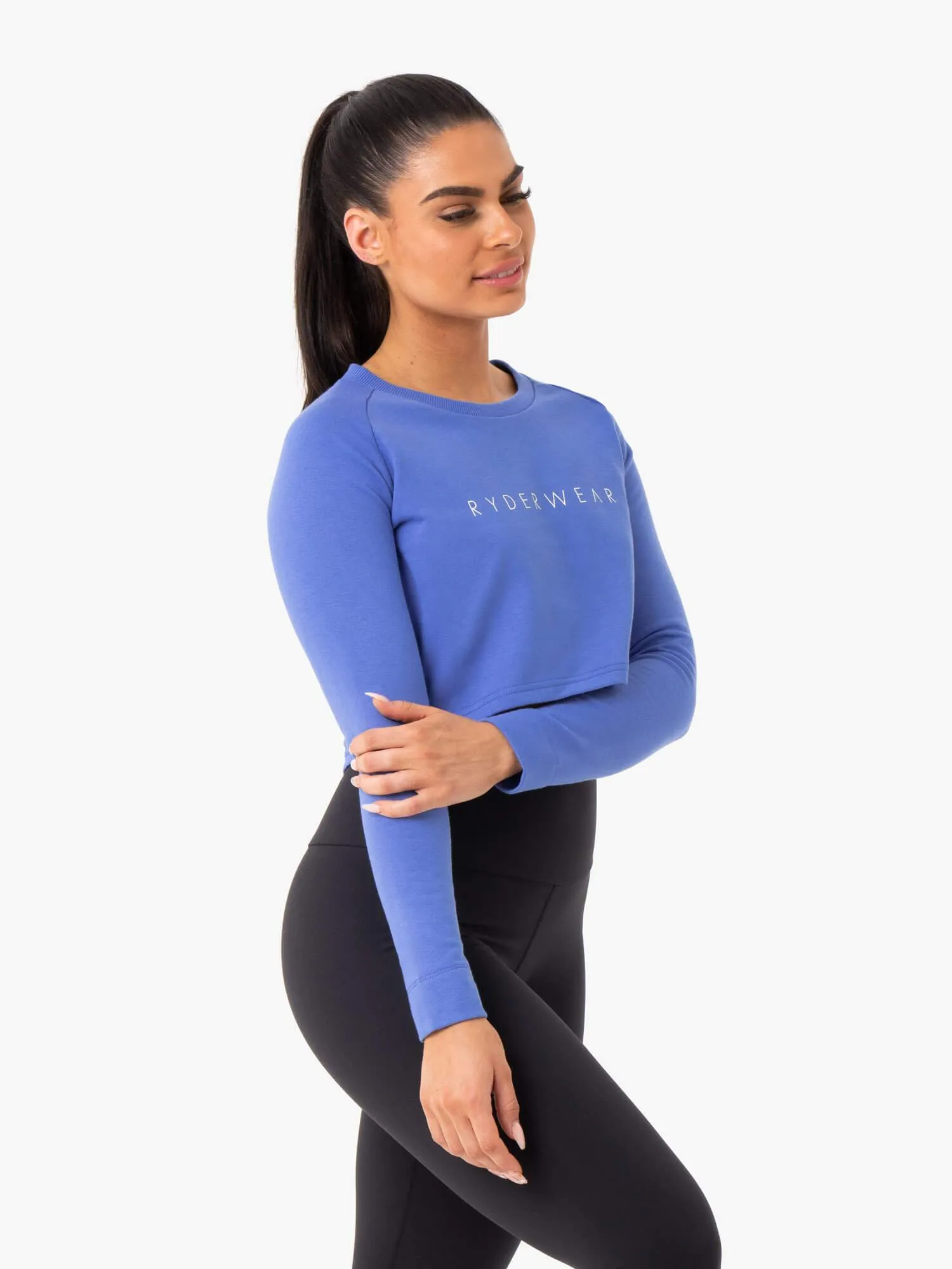 Staples Cropped Sweater - Iris Blue