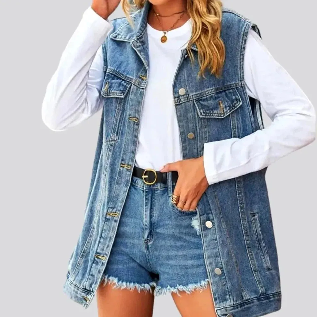 Stonewashed 90s jeans vest
 for women