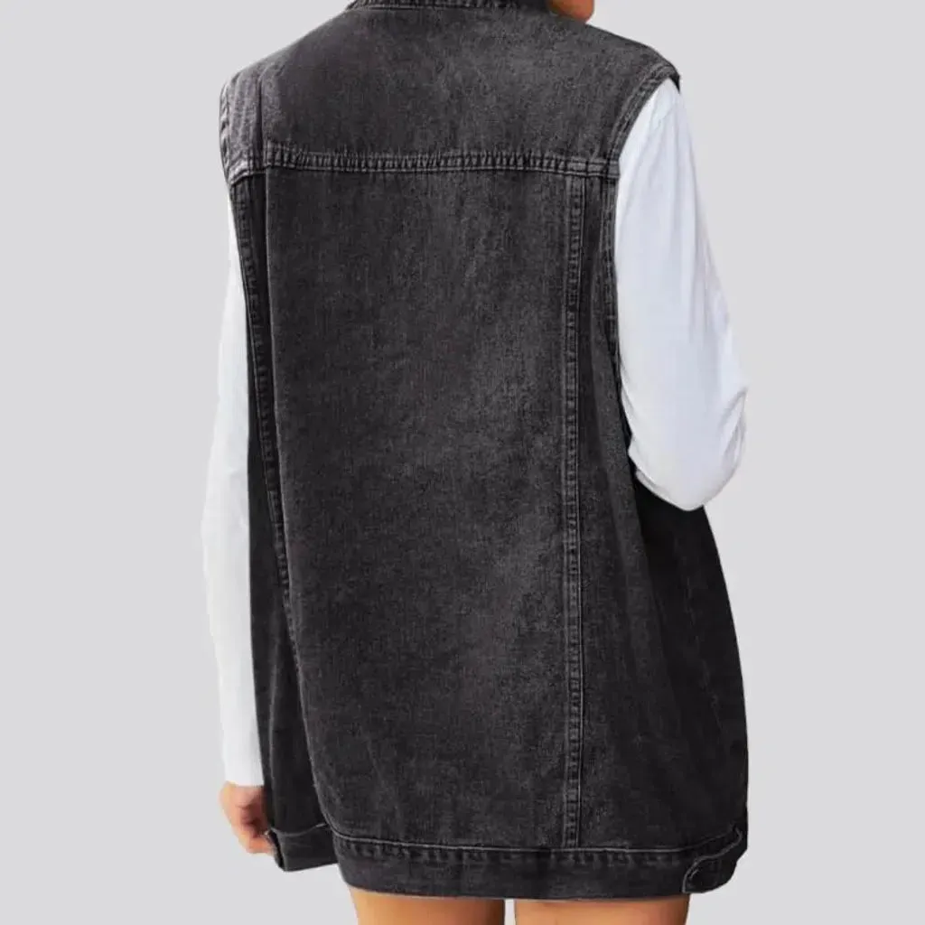 Stonewashed 90s jeans vest
 for women