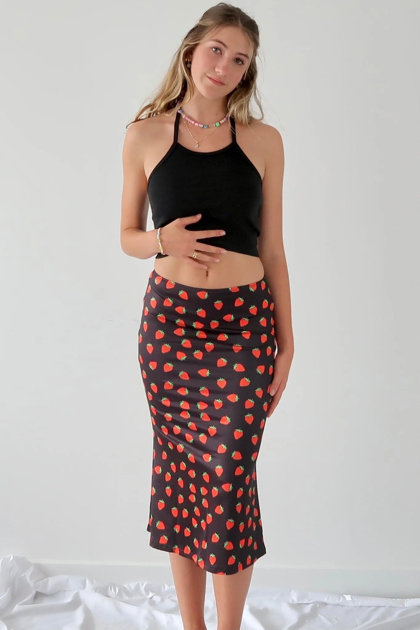 Strawberry baby midi skirt