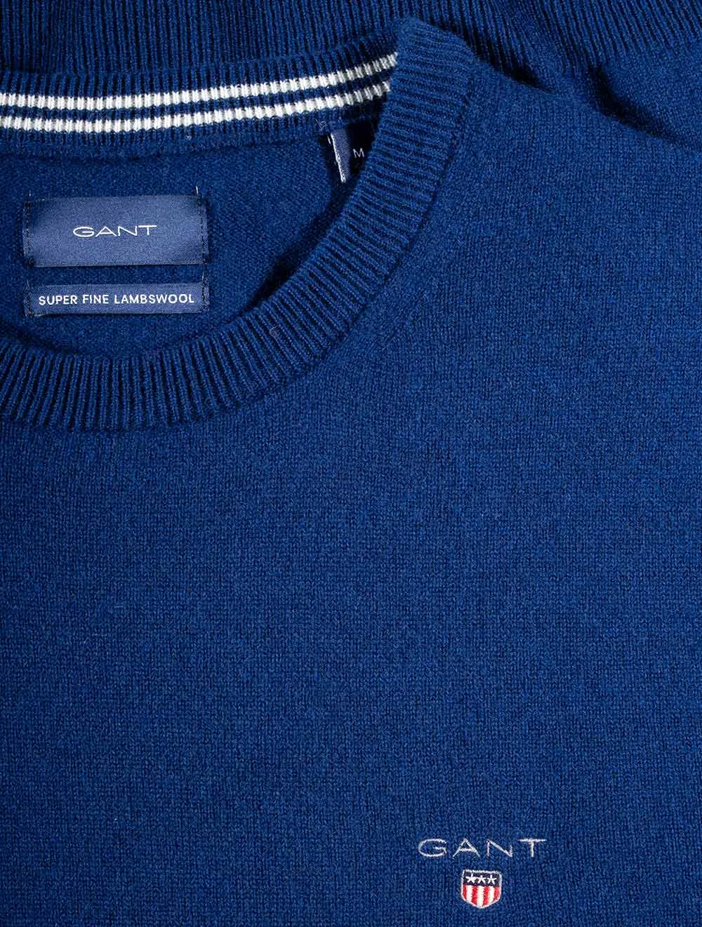 Super Fine Lambswool Crew Neck Sweater College Blue