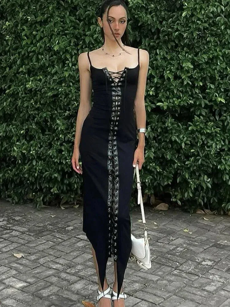 Suspender Stitching Women Maxi Up Club Maxi Lace Elegant Slim Dress Dress