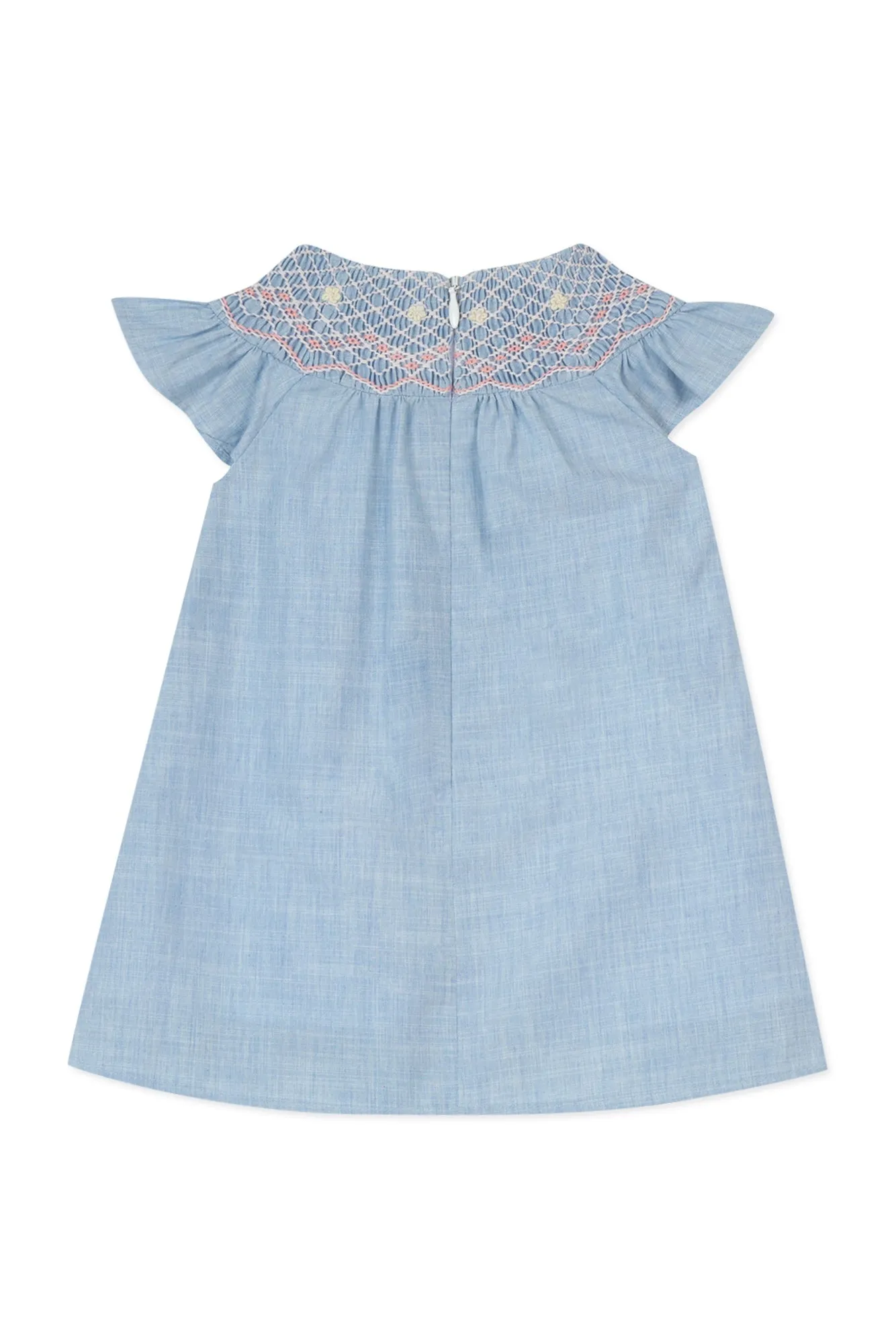 TAR Petrol Blue Dress with Pink Smocking