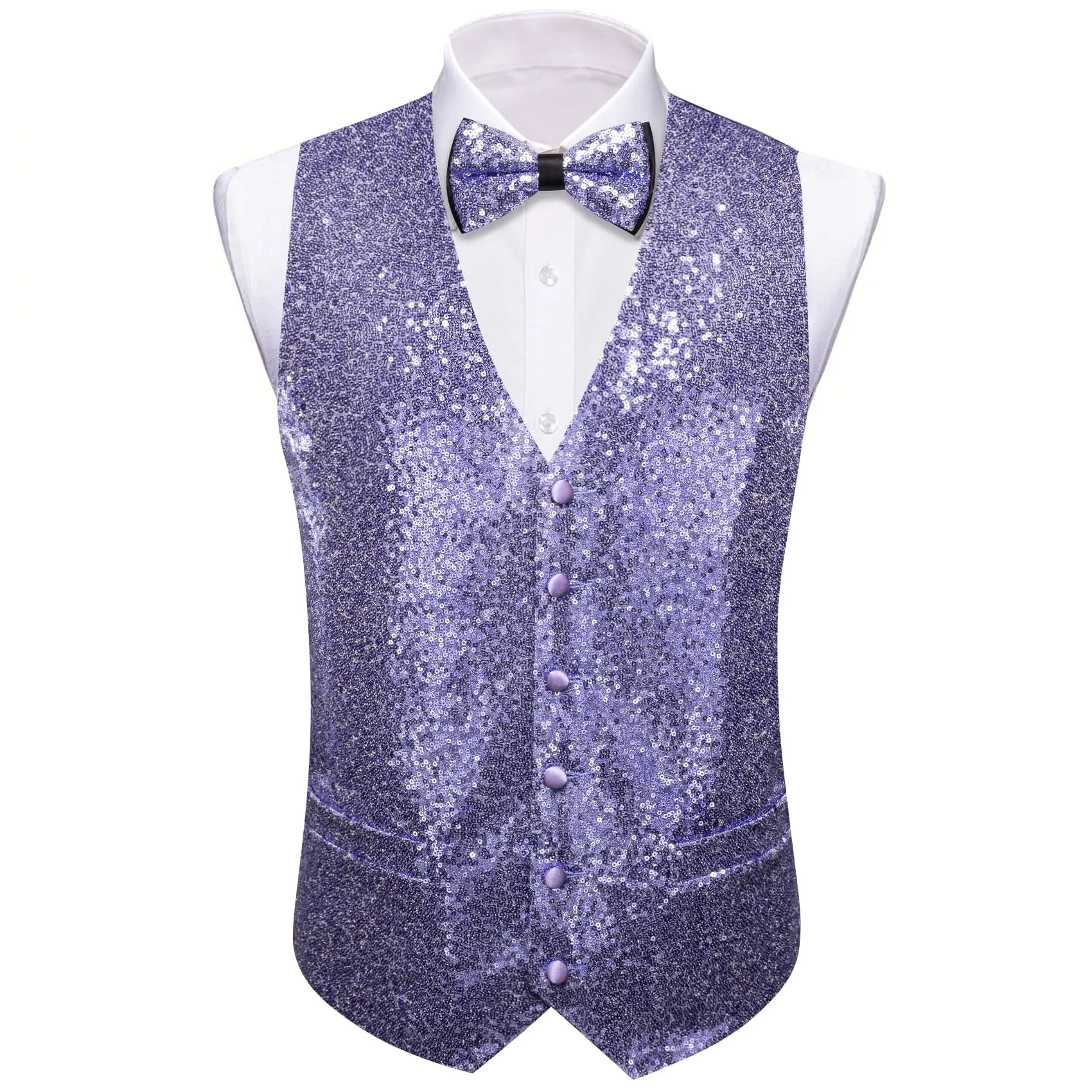 Ties2you Periwinkle Purple Vest Novelty Sequins Mens Vest Bow Tie Set