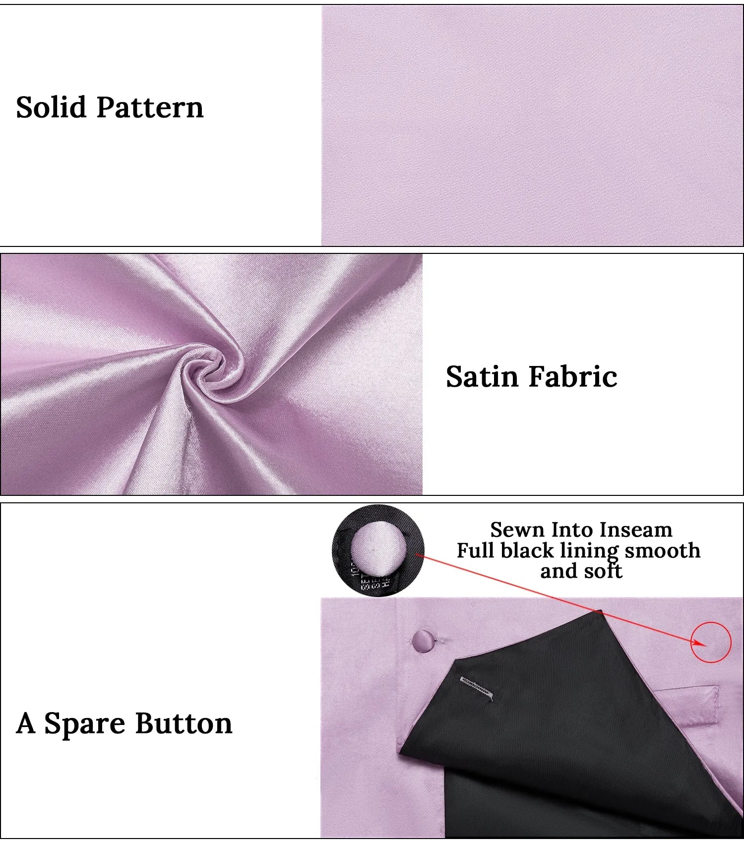 Ties2you Vest for Men Satin Light Purple Pink Solid Men's Vest Bow Tie Set