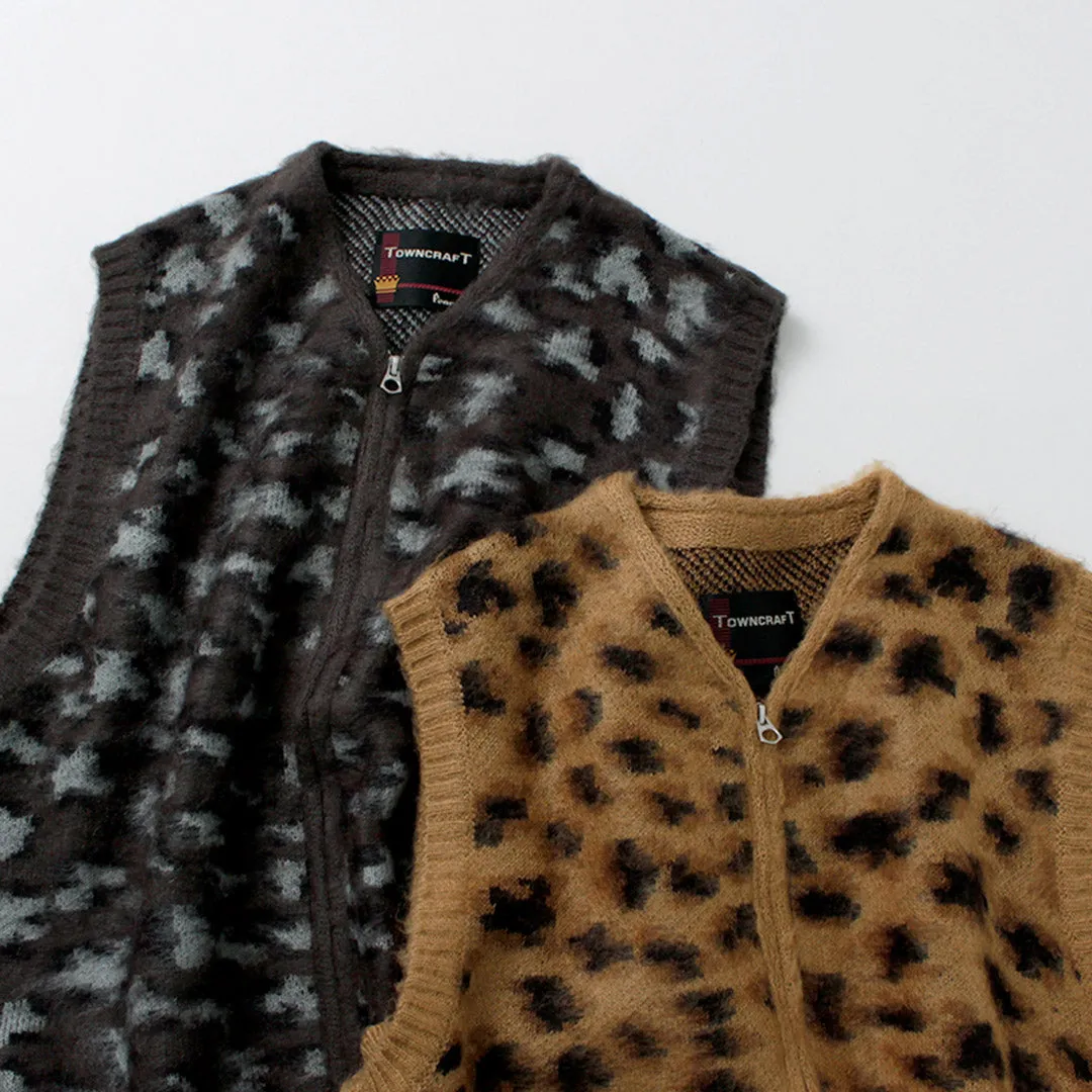 TOWN CRAFT / Shaggy Vintage Pattern Zipped Vest