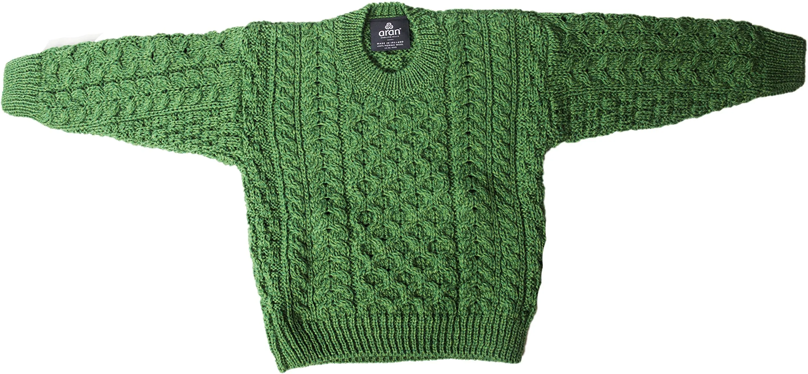 Traditional Children's Aran Sweater with Crew Neck