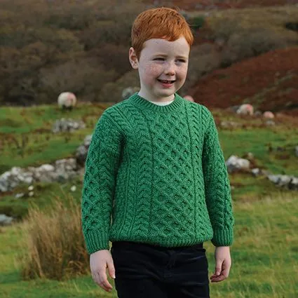 Traditional Children's Aran Sweater with Crew Neck