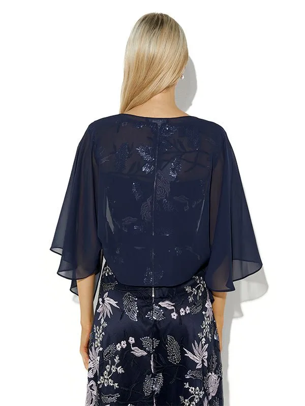 Twiggy Navy Chiffon Wrap