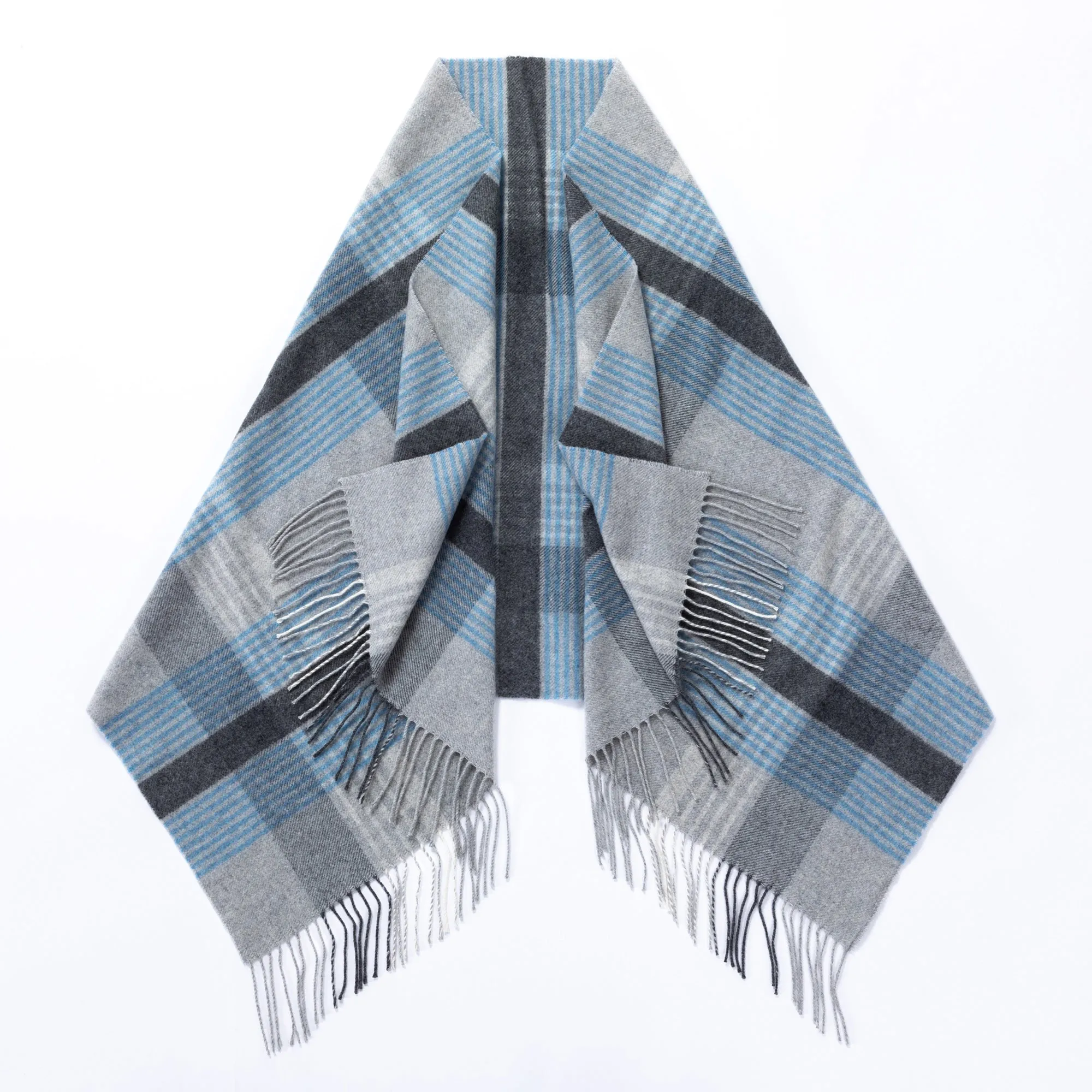 Ukrainian Merino Wool & Cashmere Plaid Shawl