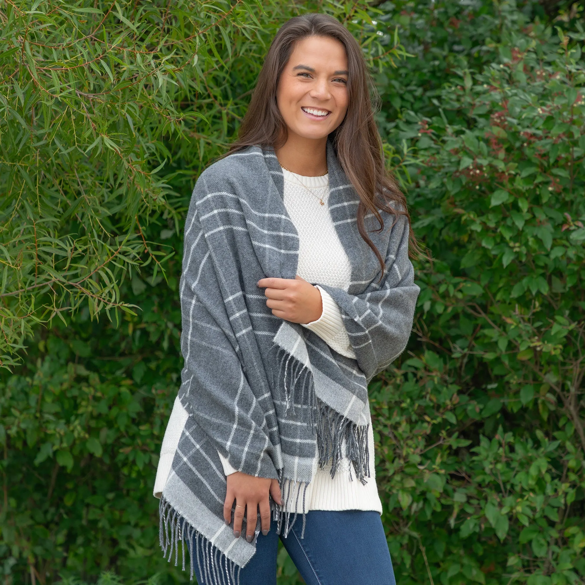 Ukrainian Merino Wool & Cashmere Plaid Shawl