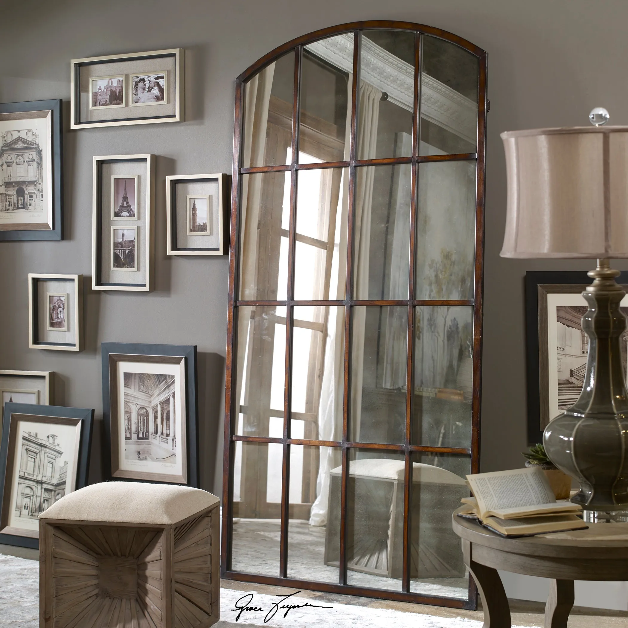 Uttermost Amiel Antique Large Arch Mirror