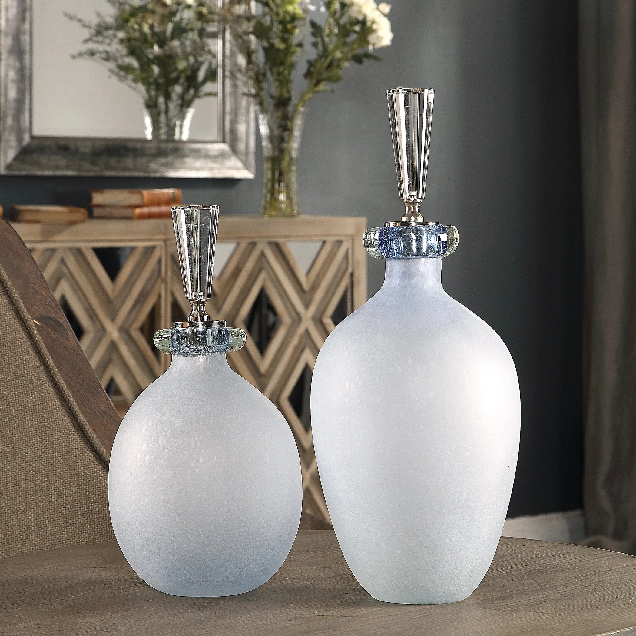 Uttermost Leah Bubble Glass Containers S/2